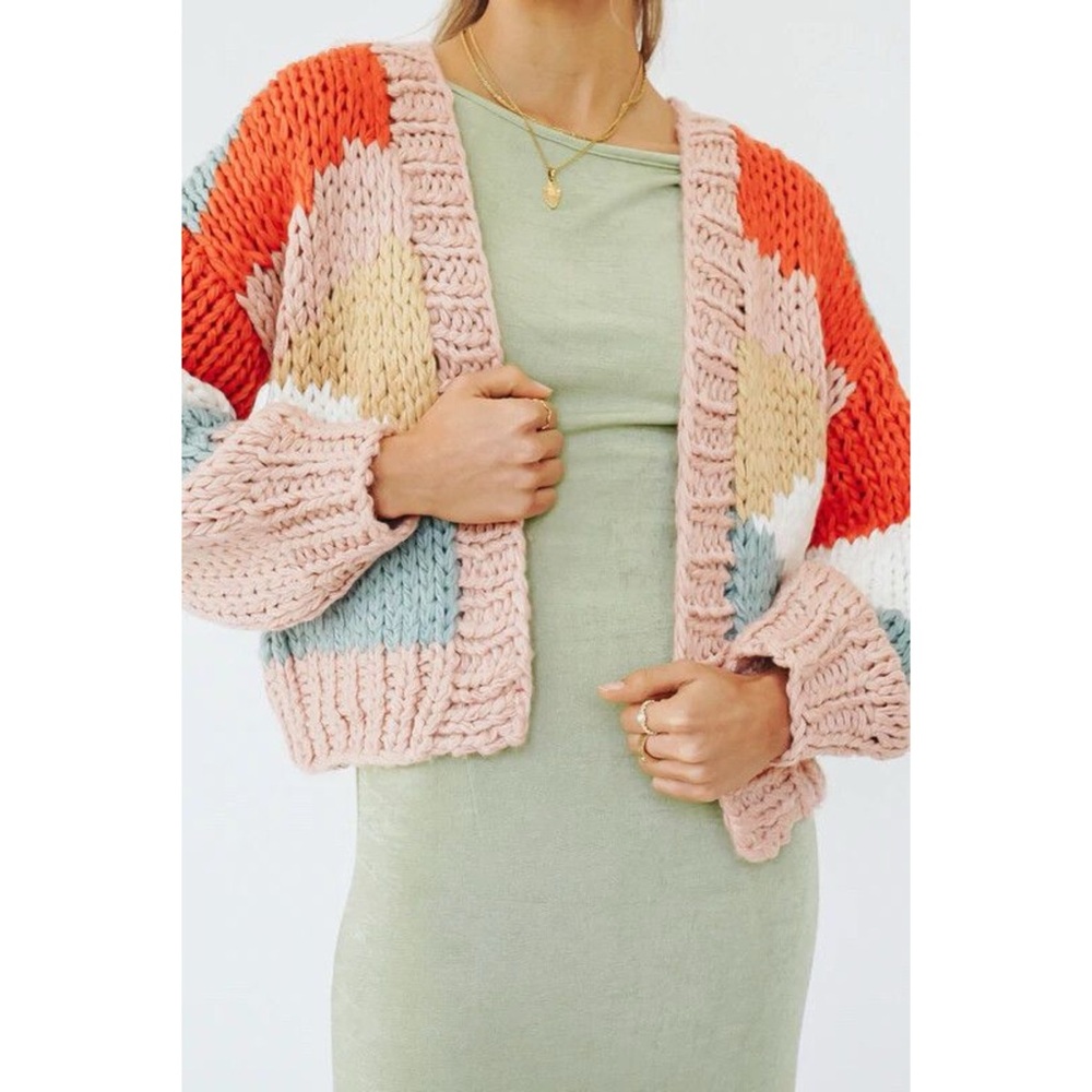 NWT Verge Girl Colour Block Wool Blend Knit Cardigan - Size M/L
